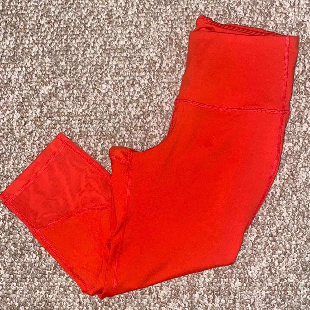 New Old Navy High-Rise Elevate Crop Legging Mesh Panel Bright Coral Medium